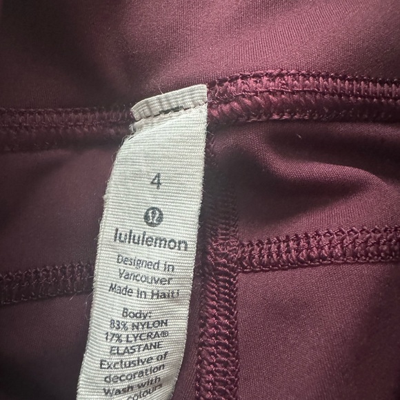 Lululemon fast and free crop legging - size 4 - garnet / maroon - Picture 10 of 10
